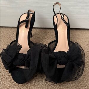 Kate Spade Black Tulle Bow Heels